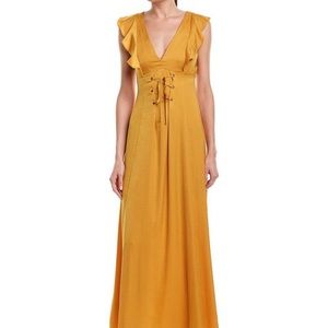 NWT,‎ BCBGeneration flutter sleeve Maxi dress Corseted front cutout back Sz 0